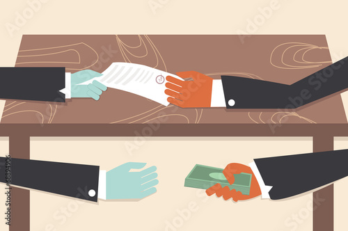 Corruption drawing illustrator conceptual cartoon.