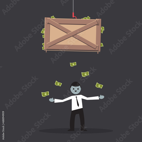 Risk business concept. Cartoon drawing on black background.