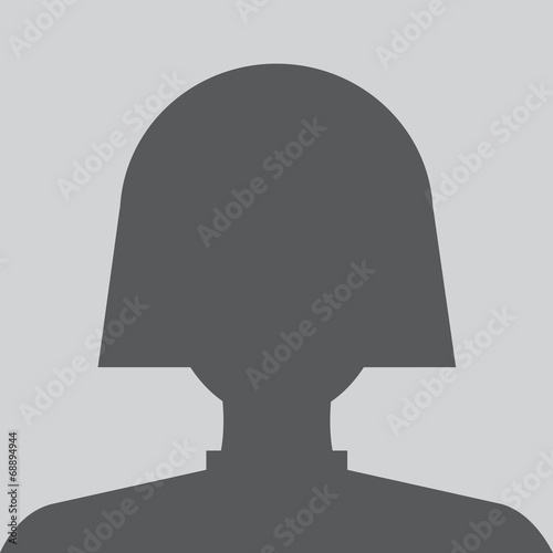 Avatar internet social female profile in grey. Vector