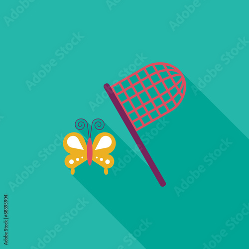 butterfly net flat icon with long shadow