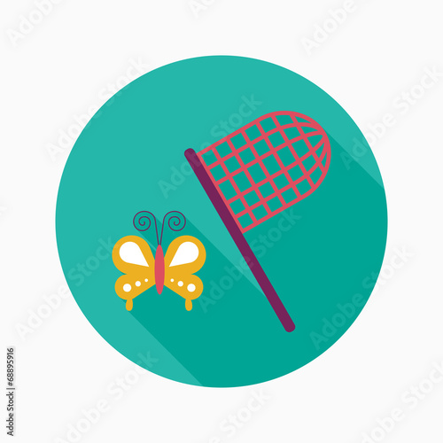 butterfly net flat icon with long shadow
