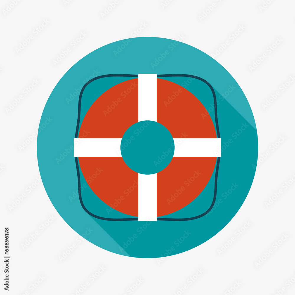 Lifebuoy flat icon with long shadow Lifebuoy flat icon with long shadow