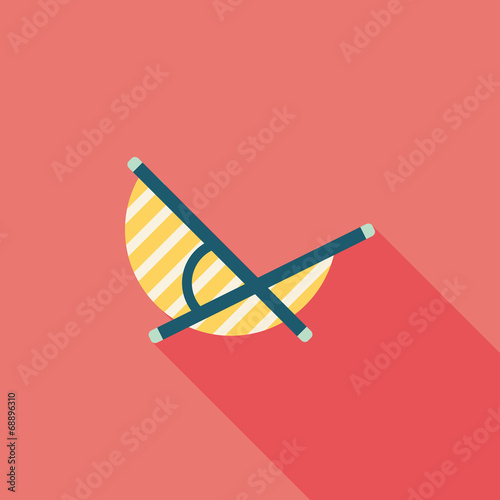 Lounger Beach Sunbed Chair flat icon with long shadow