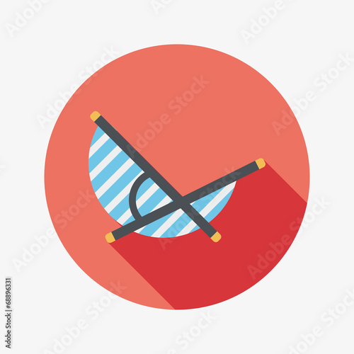 Lounger Beach Sunbed Chair flat icon with long shadow