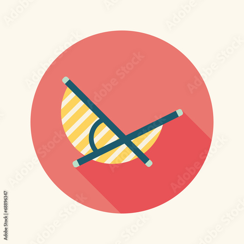 Lounger Beach Sunbed Chair flat icon with long shadow