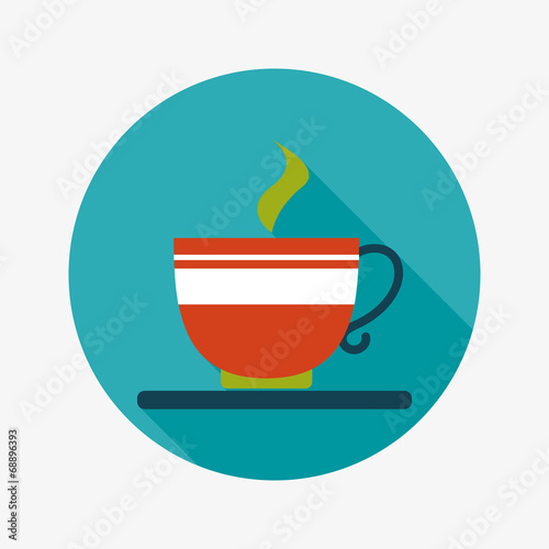 coffee flat icon with long shadow