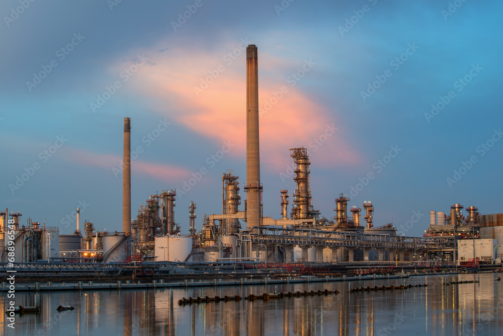 Oil refinery at twilight sky
