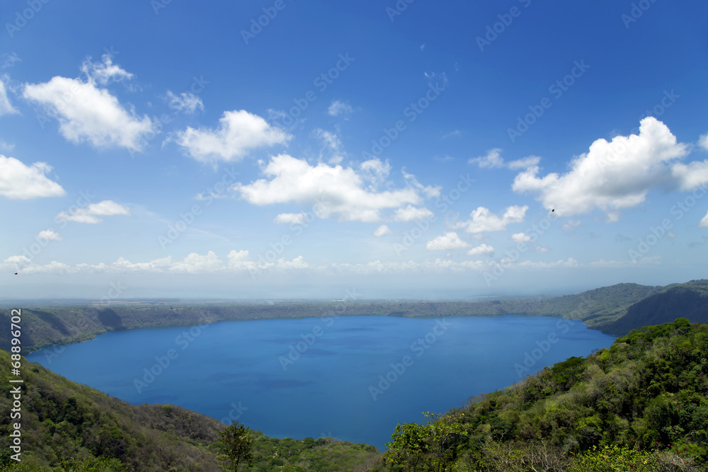Wonderful volcanic crater lake Apoyo, regions of Masaya