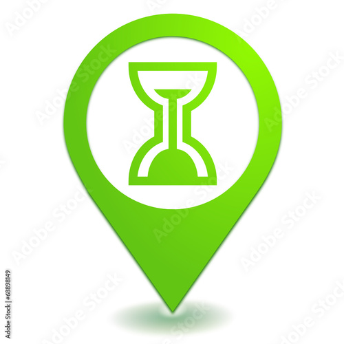 sablier sur symbole localisation vert