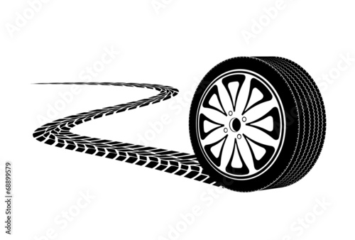 automobile wheel leaving a trace
