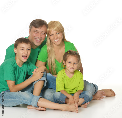 Family in a green clothes
