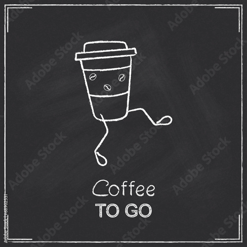 Coffee to go concept chalked on blackboard