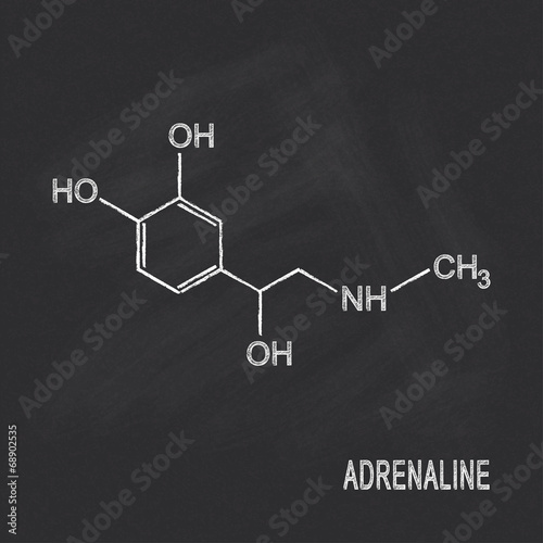 Chemical formula of adrenaline chalked on blackboard