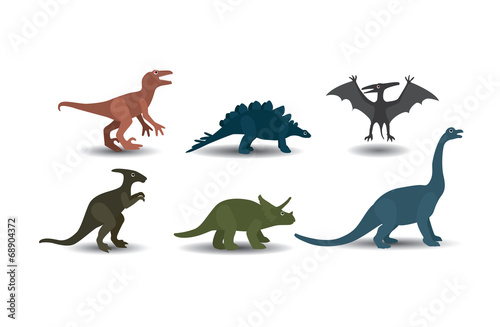 Vector Collection of  Dinosaurs on white background