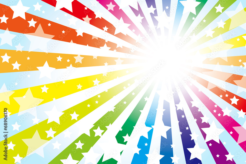 Background Wallpaper Vector Illustration Design Free Free Size Charge Free Colorful Color Rainbow Show Business Entertainment Party 背景素材 壁紙 星の模様 放射状 渦 星 星模様 星の図柄 虹 虹色 レインボー 七色 Stock Vector Adobe Stock