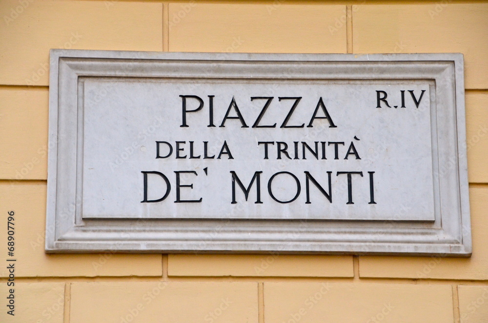Street plate of piazza Trinità dei Monti in Rome