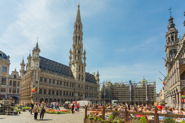 Handdoek met foto Brussel Grote Markt met historische gevels  © orpheus26