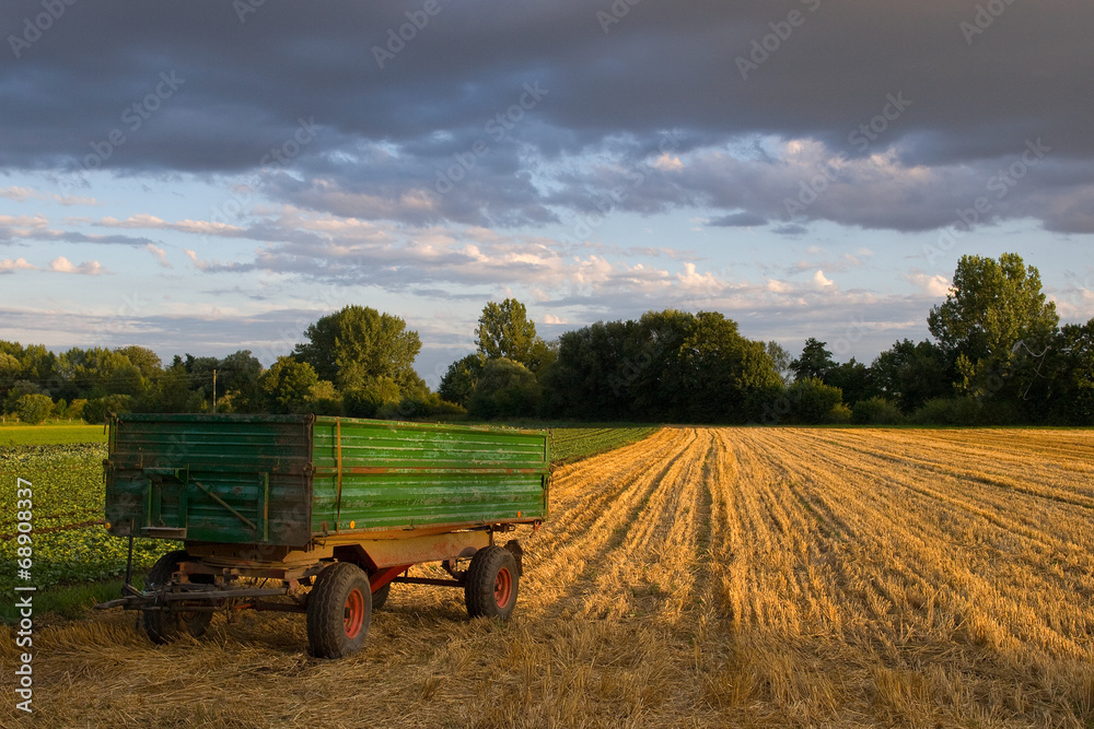 Fototapeta premium Landwirtschaft Traktor Anhänger