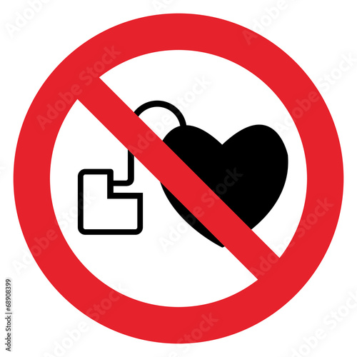 No access with cardiac pacemaker sign