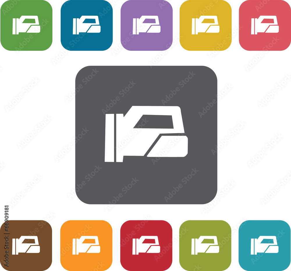 Hiking icons set. Rectangle colorful 12 buttons. Illustration ep Hiking icons set. Rectangle colorful 12 buttons. Illustration ep