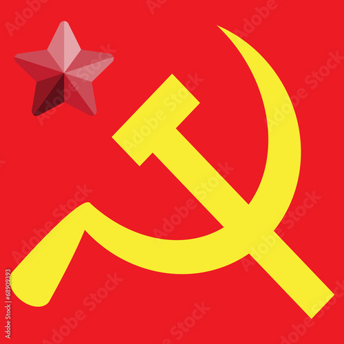 Russian or Communist flags hammer and sickle, vector illustratio