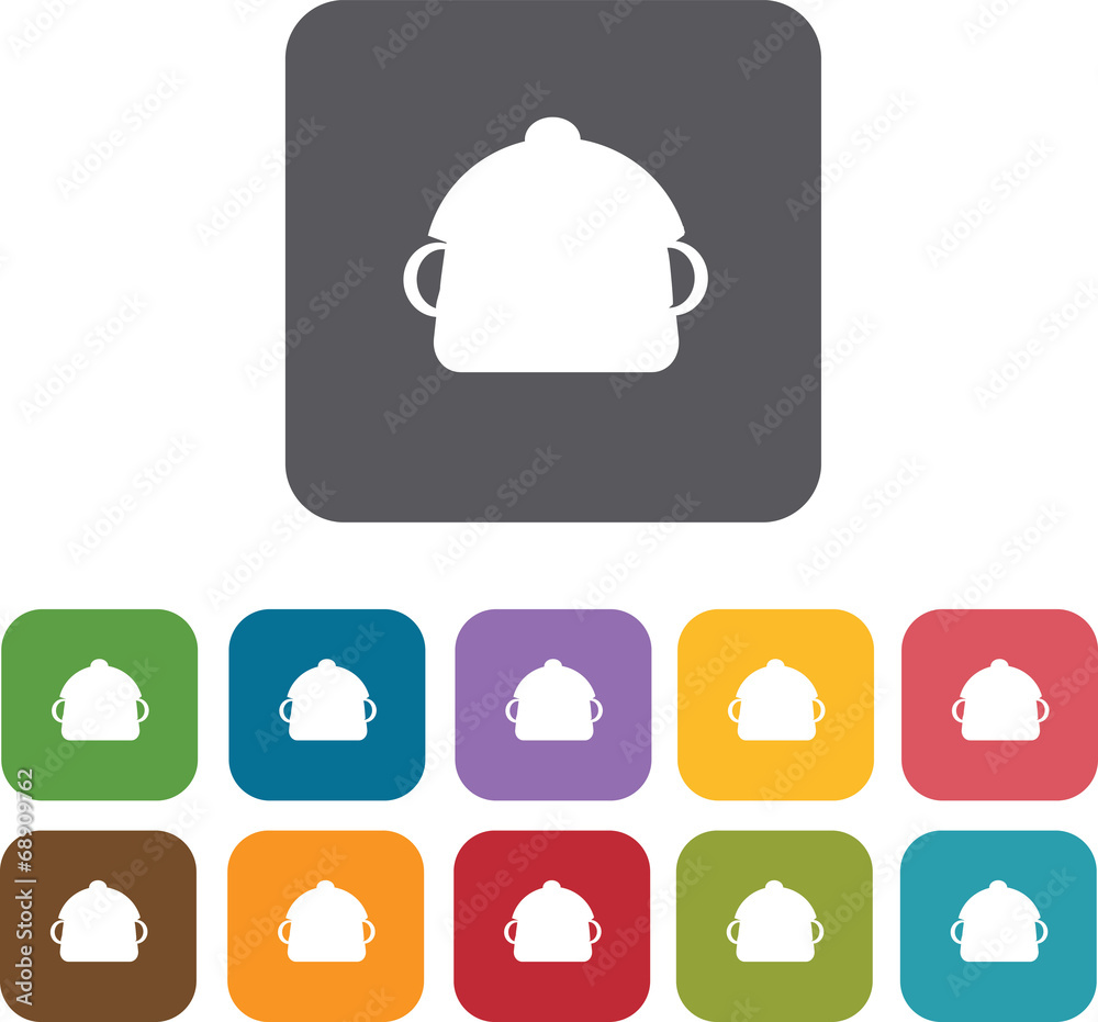 Cooking and kitchen icons set. Rectangle colorful 12 buttons. Il Cooking and kitchen icons set. Rectangle colorful 12 buttons. Il