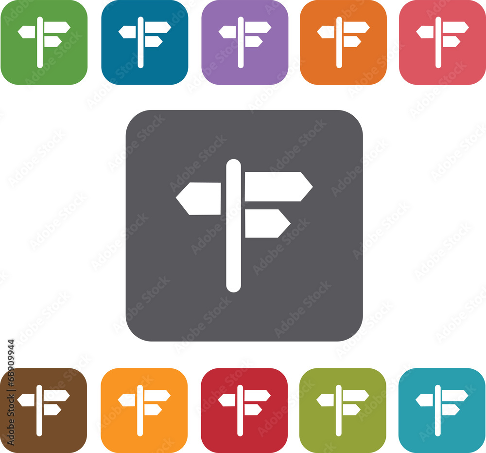 Obraz premium Map Icons and Location Icons set. Rectangle colorful 12 buttons.