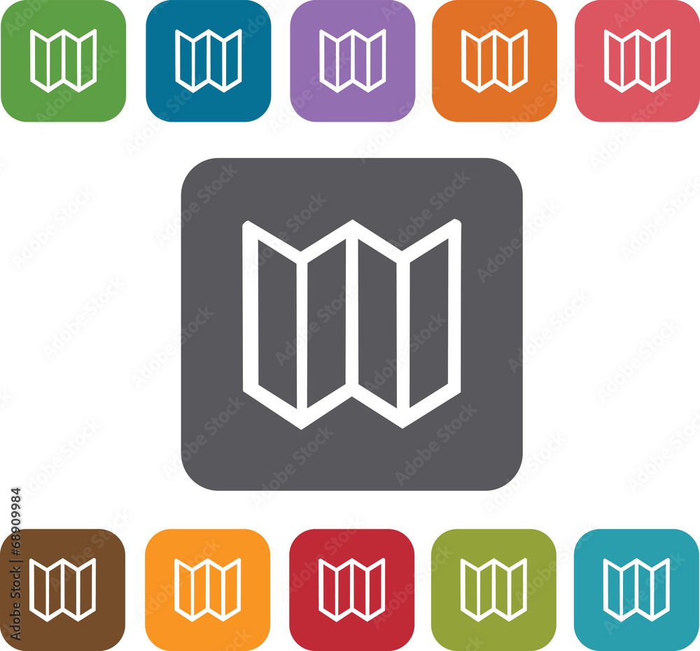 Map Icons and Location Icons set. Rectangle colorful 12 buttons. Map Icons and Location Icons set. Rectangle colorful 12 buttons.