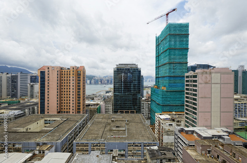Canvas Print office buildings at day, hongkong