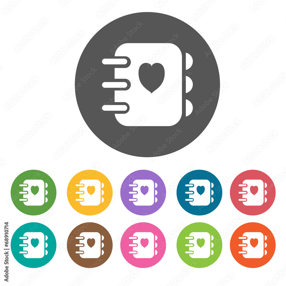 Valentines icons set. Round colorful 12 buttons. Illustration ep Valentines icons set. Round colorful 12 buttons. Illustration ep