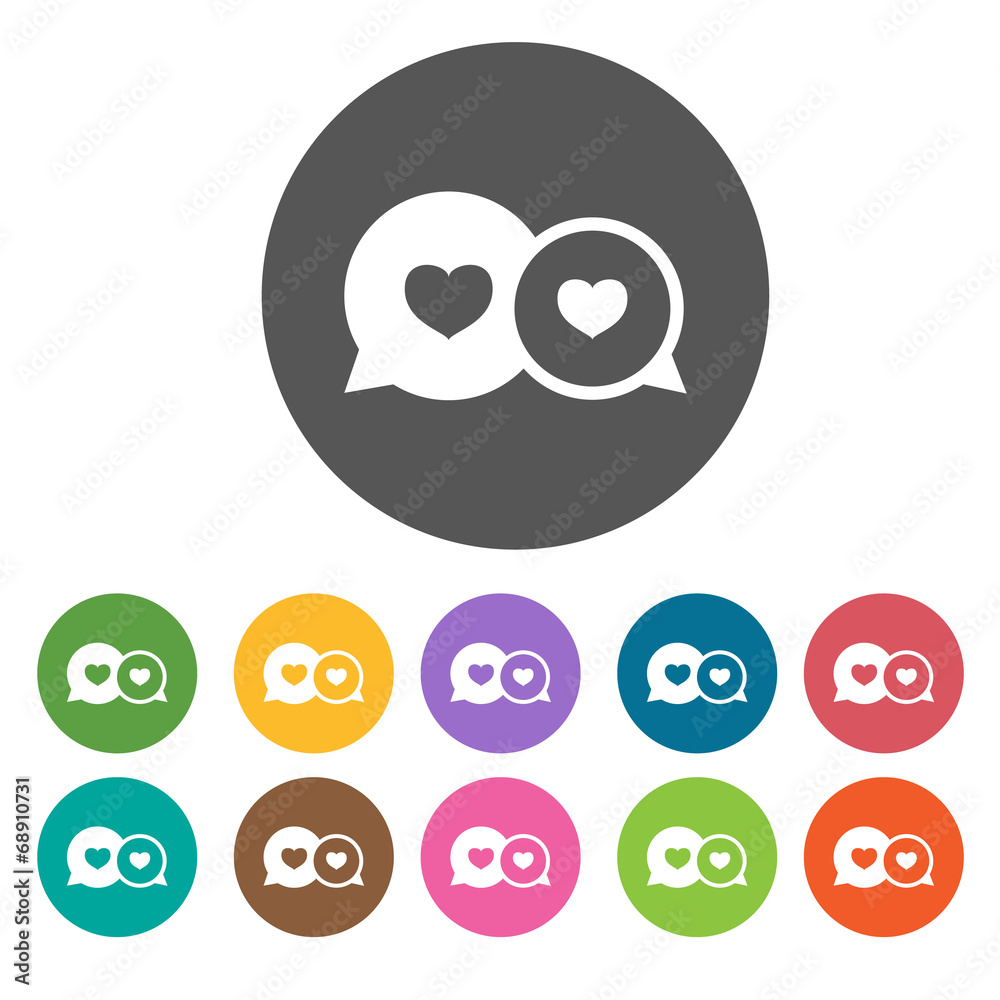 Valentines icons set. Round colorful 12 buttons. Illustration ep Valentines icons set. Round colorful 12 buttons. Illustration ep