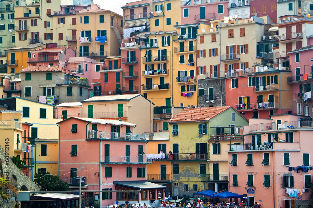 View on buildings in Manarola. Manarola is a small town in the p