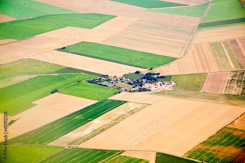 Green fields aerial view before harvest at summer