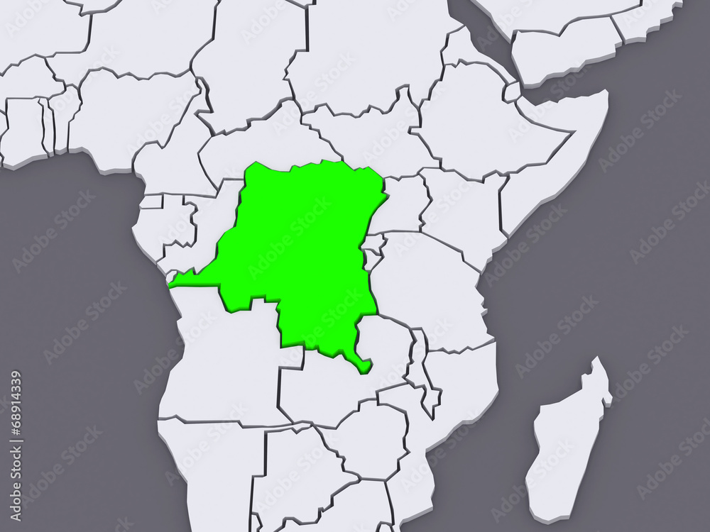 Fototapeta premium Map of worlds. Democratic Republic of Congo.