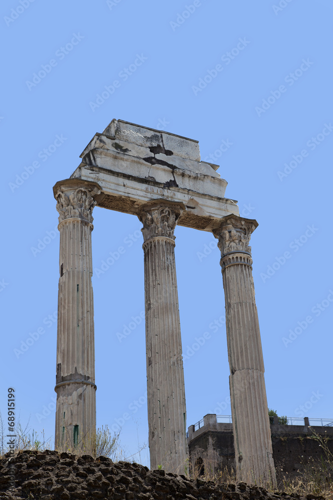 Roman antiquity: Closeup of the Roman Forum in Rome, Italy