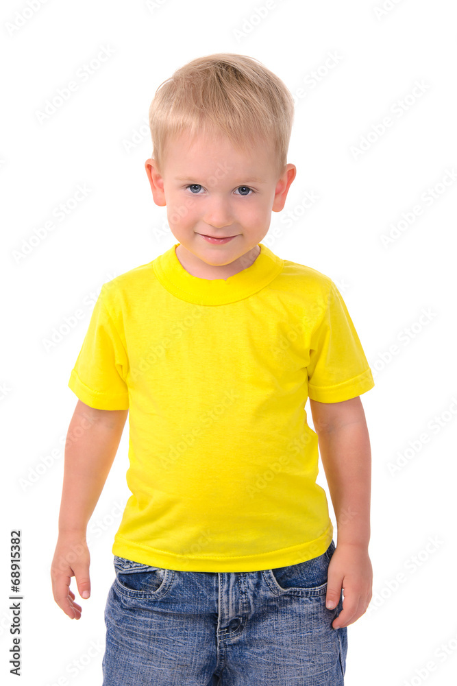 portrait of fashionable little boy in yellow t-shirt portrait of fashionable little boy in yellow t-shirt