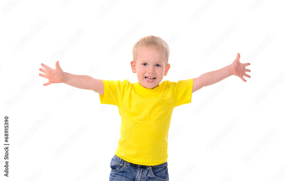 portrait of fashionable little boy in yellow t-shirt portrait of fashionable little boy in yellow t-shirt