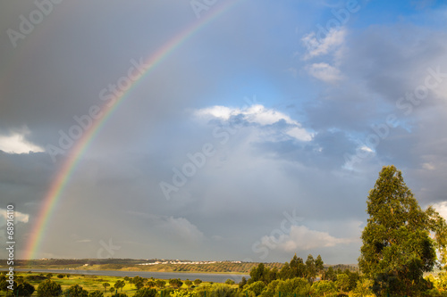 Rainbow over the Guadiana River in Spain, Ayamonte, Huelva,