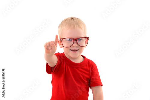 portrait of fashionable little boy with glasses