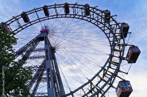 Viennese giant wheel in Prater amusement park at Vienna