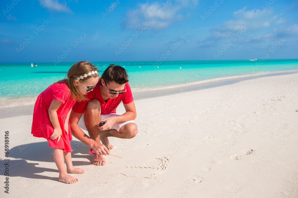 Happy family with two girls on summer vacation Happy family with two girls on summer vacation