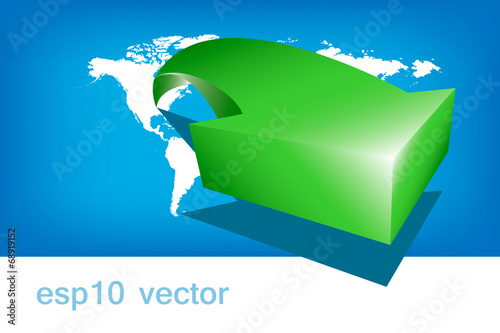 World Map Arrow Green America