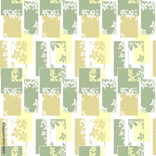Geometric abstract elements seamless pattern wih flowers