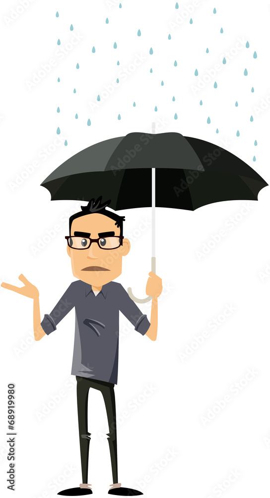 homme moderne sous la pluie