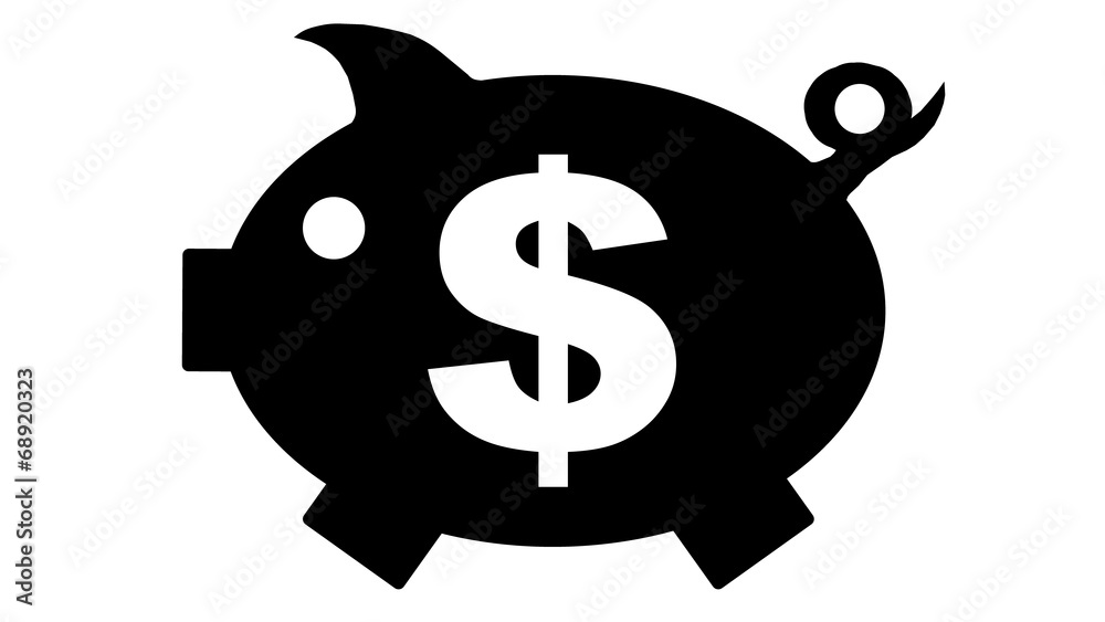 button - piggy bank in black with dollar symbol - 16to9 - g1172 button - piggy bank in black with dollar symbol - 16to9 - g1172