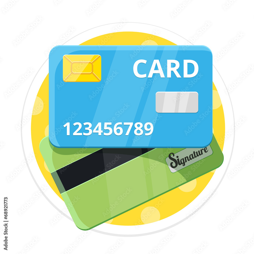 Fototapeta premium Vector Credit Card Flat Round Icon