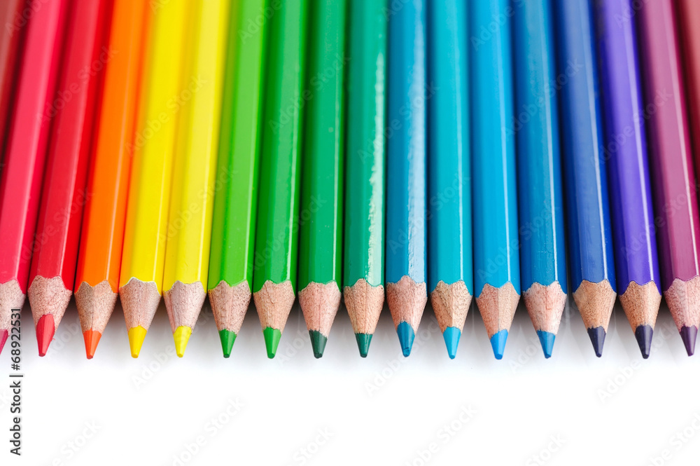 Colour pencils isolated on white background close up Colour pencils isolated on white background close up