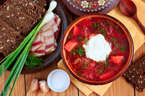 Ukrainian soup borsch photo