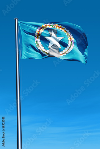 Wall Mural Northern Mariana Islands flag waving on the wind