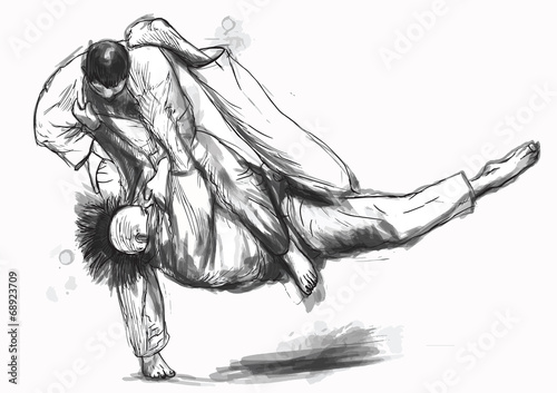 Judo - hand drawn illustration converted into vector